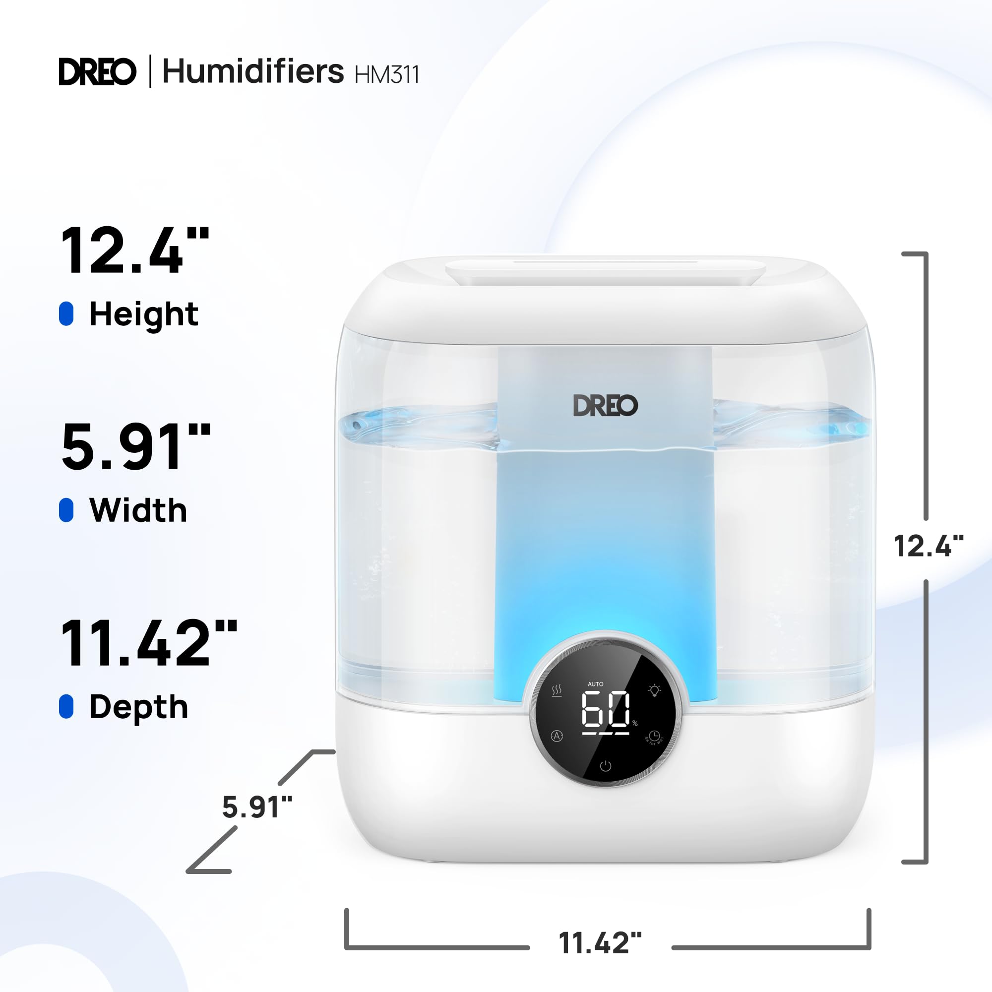 DREO humidifier includes LED night-light for a soft ambience