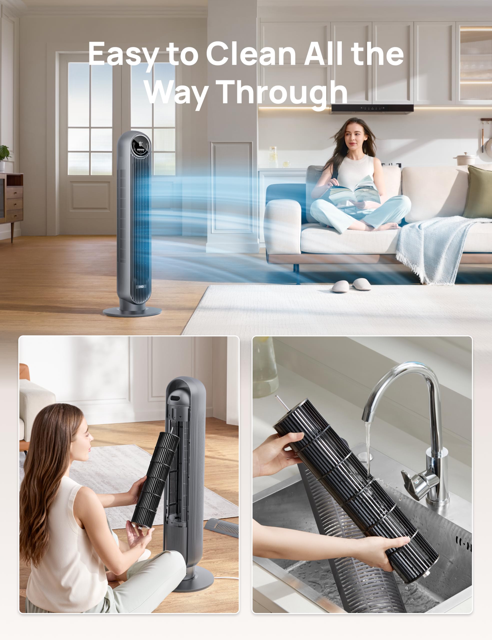 DREO tower fan 8-hour timer for scheduled cooling