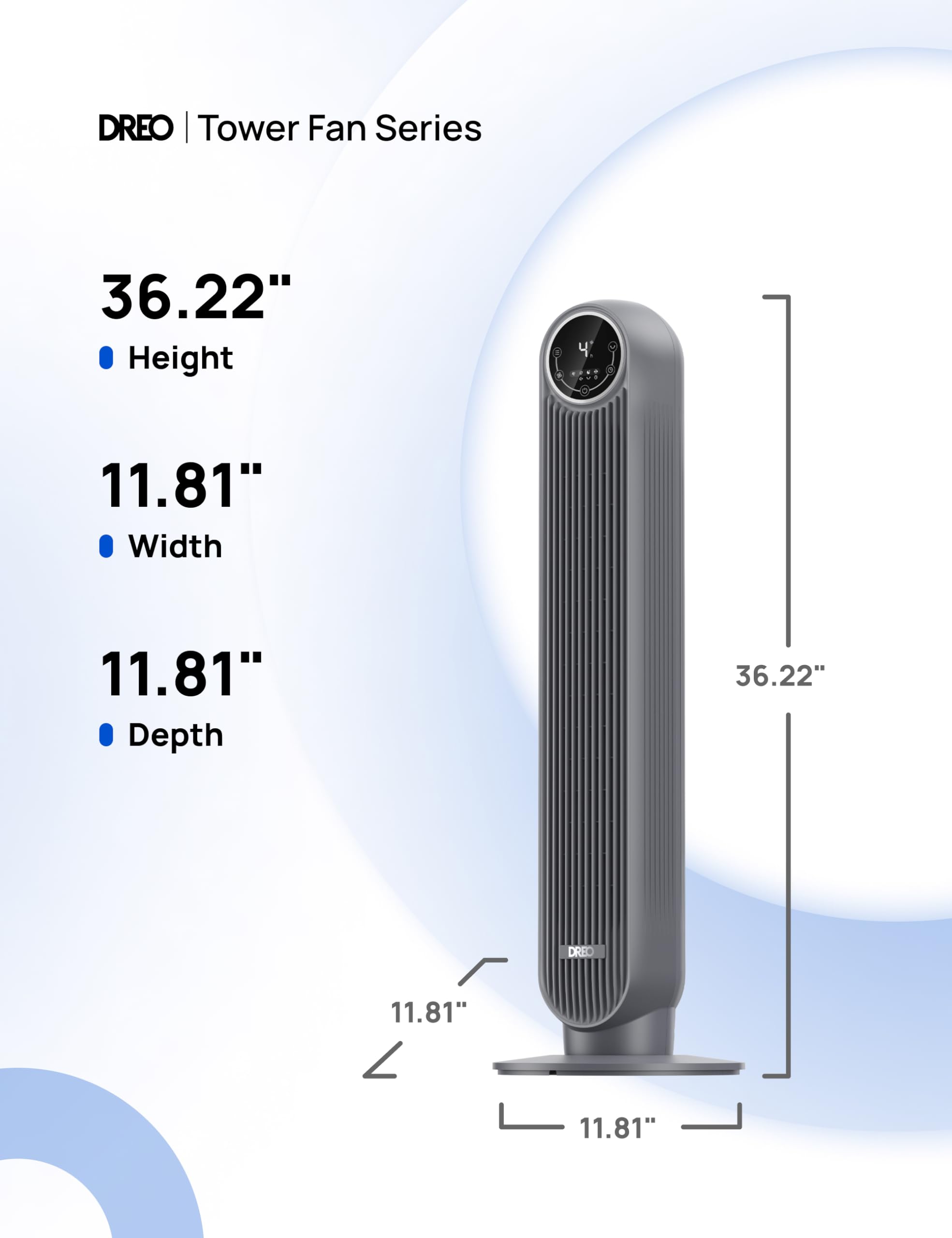 DREO tower fan safety features include pinch-proof grills