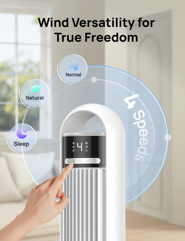 DREO Tower Fan quiet sleep mode—ultra-silent operation for restful nights.