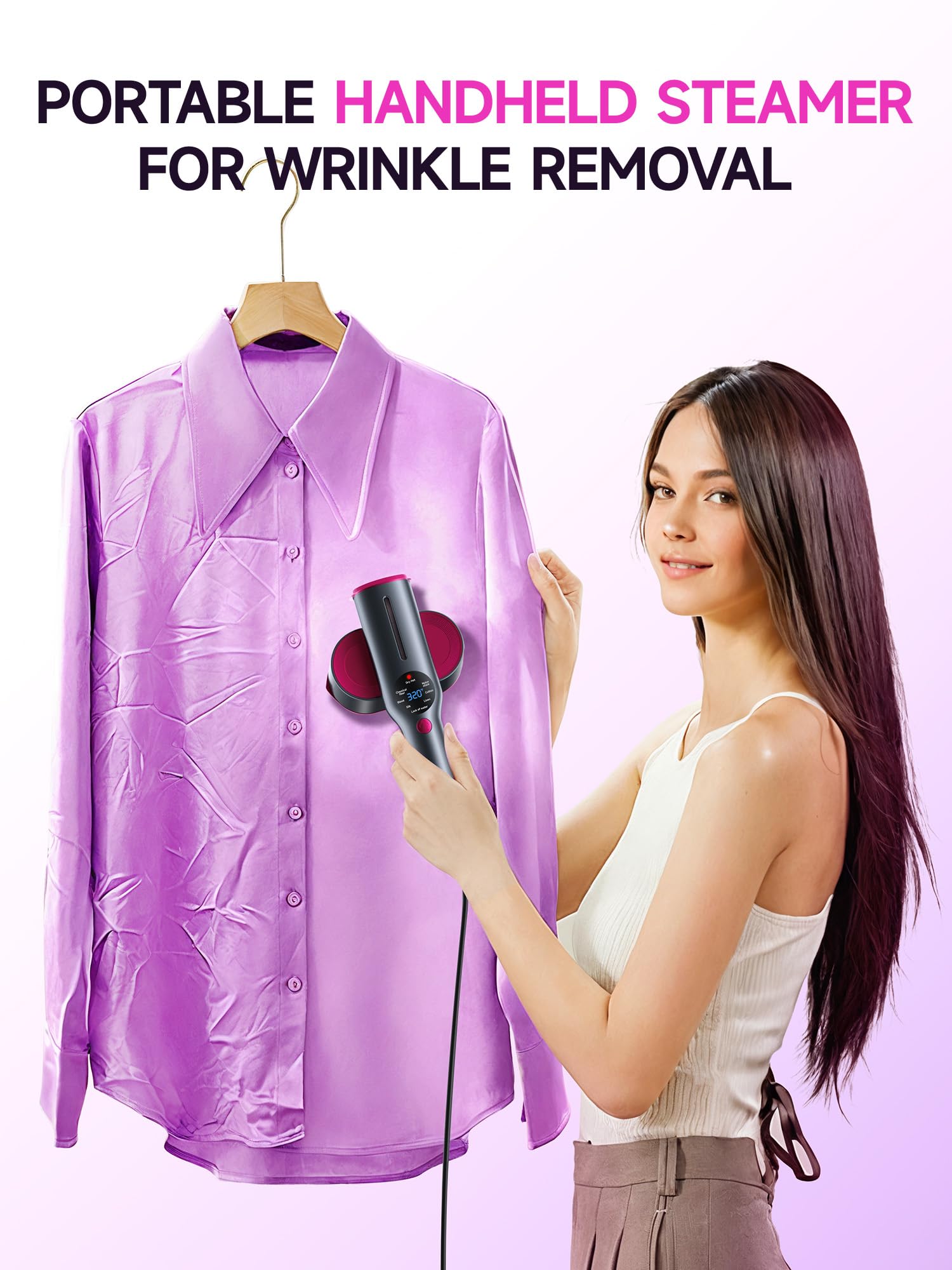 DRFLASH 2-in-1 steamer iron with rotatable head for ironing at any angle.
