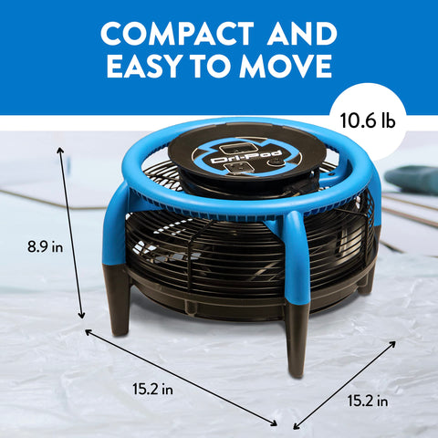 Dri-Eaz Dri-Pod Pro is a portable floor drying fan, easy to move between sites.
