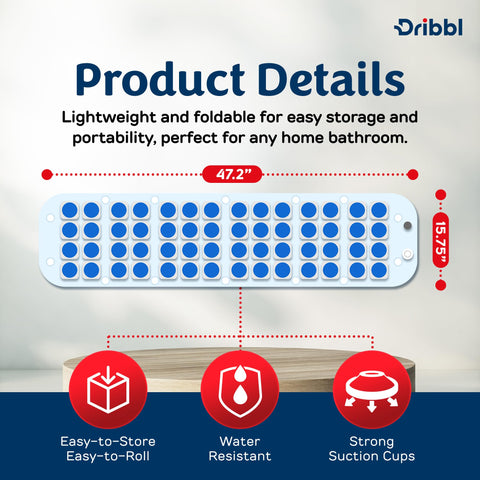 Dribbl Electric Bubble Bath Mat remote control in hand for easy adjustments