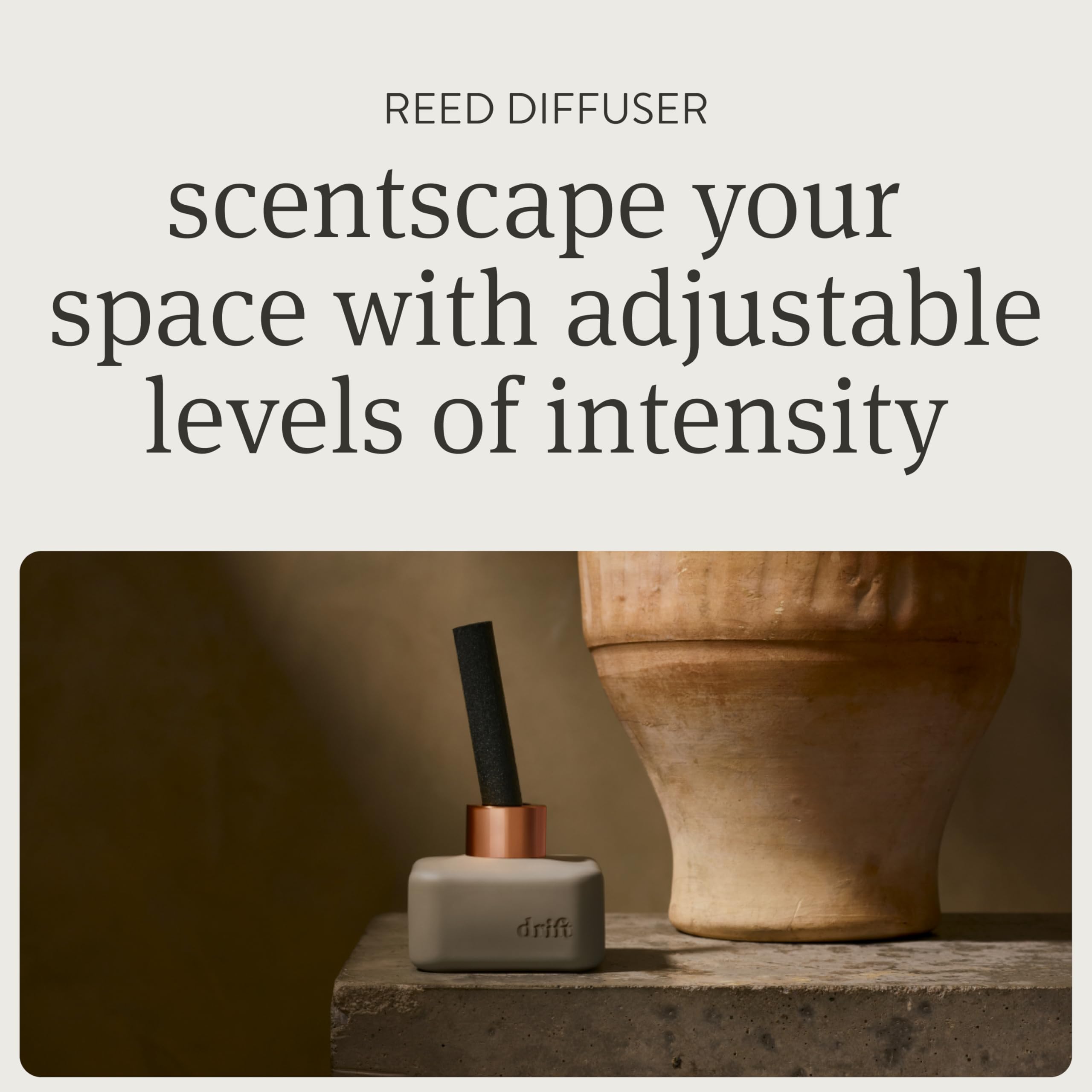 Drift Teak Diffuser modern design on a table adds subtle elegance to any room.