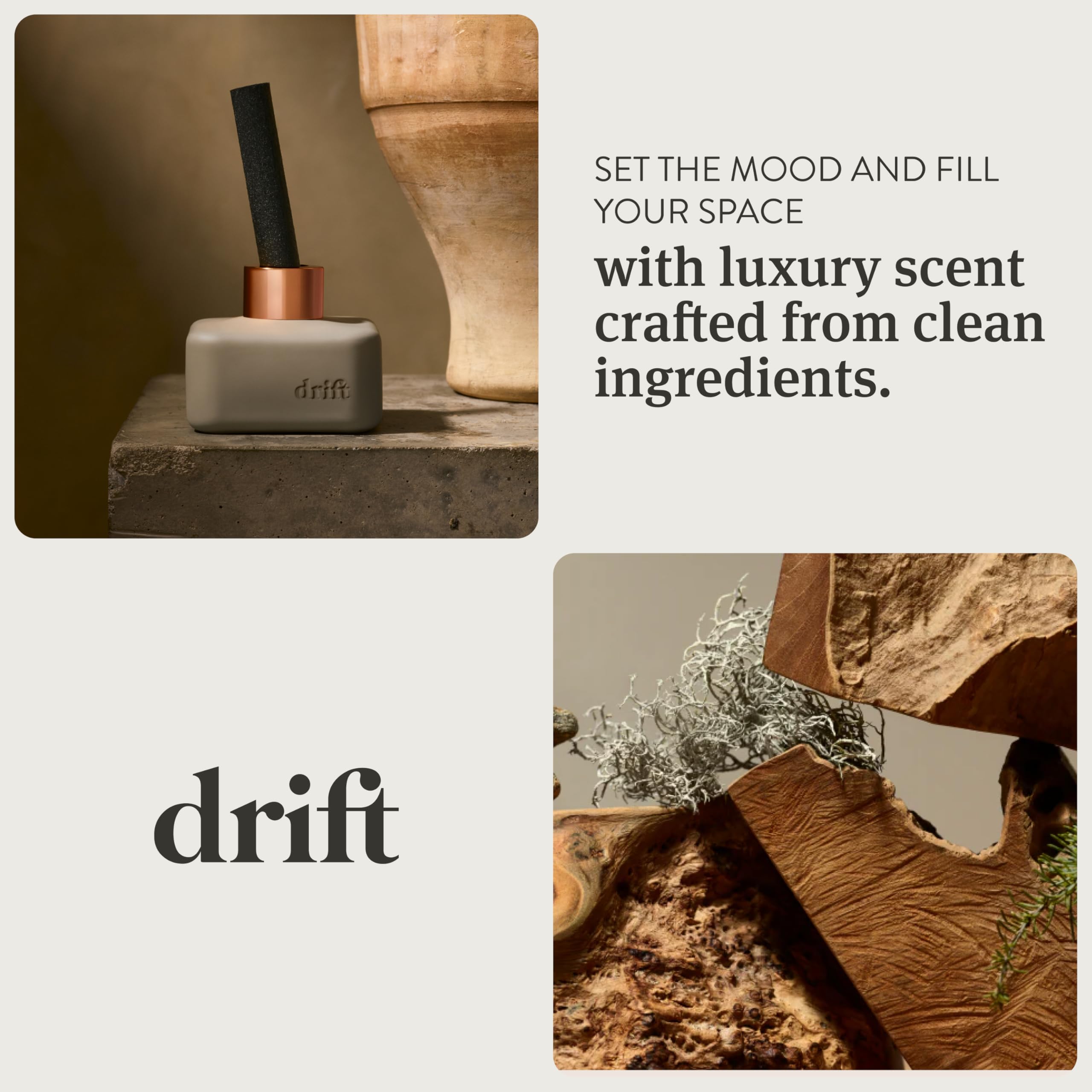 Drift Teak Diffuser reeds close-up emphasizing oversized, high-absorbency design for easy refresh.