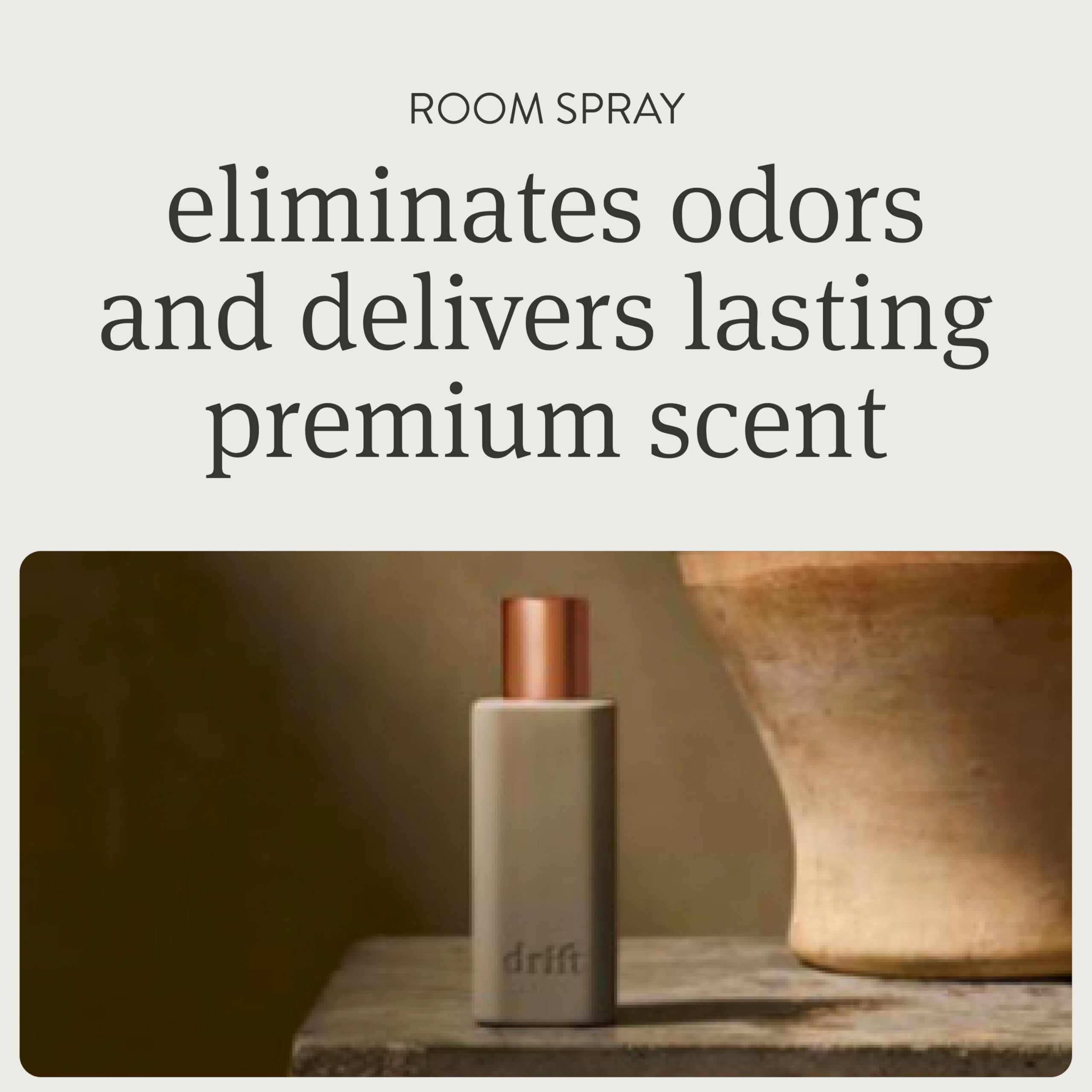Drift Vanilla Woods spray pour shows quick room refresh.