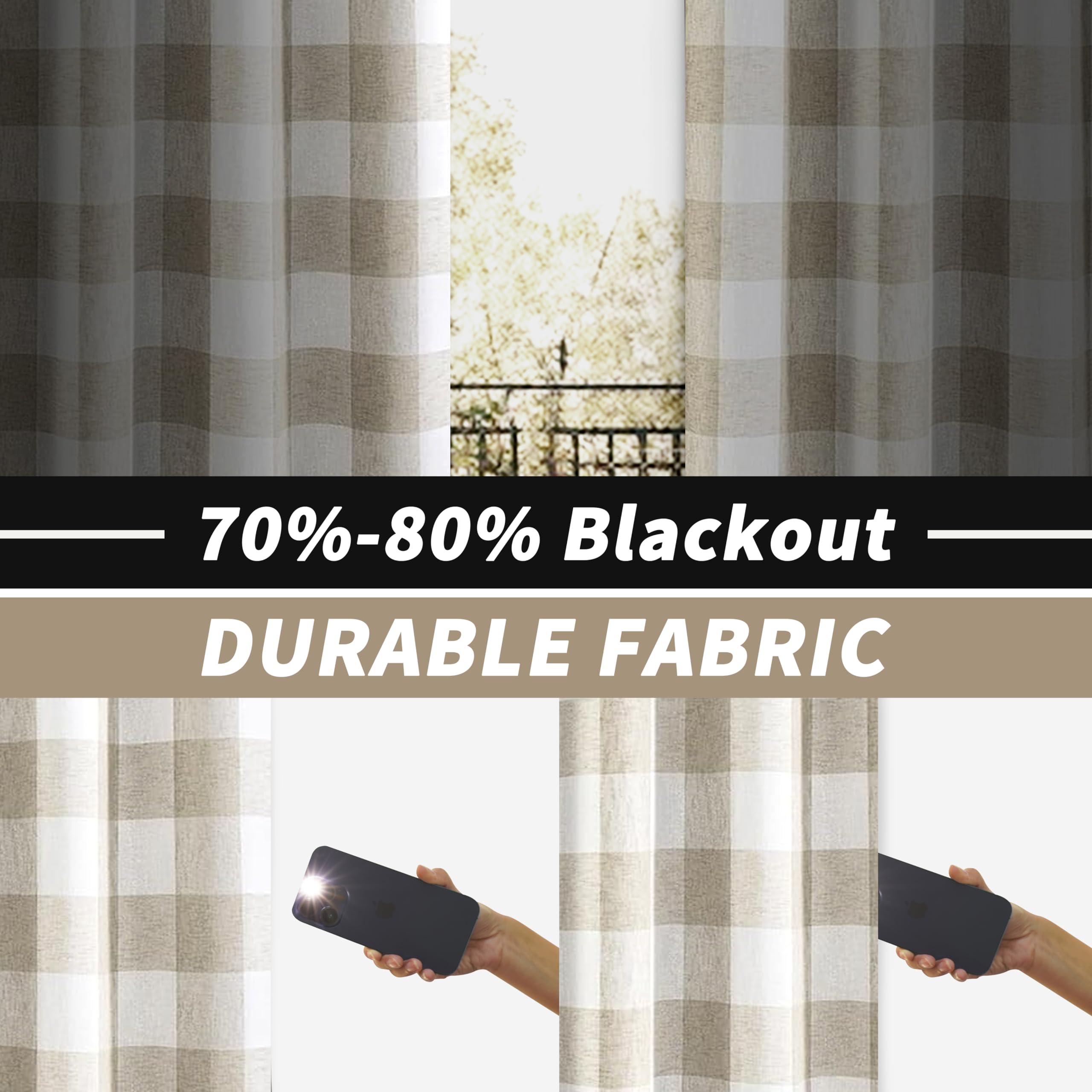 DriftAway buffalo plaid curtains window view highlighting full panel length
