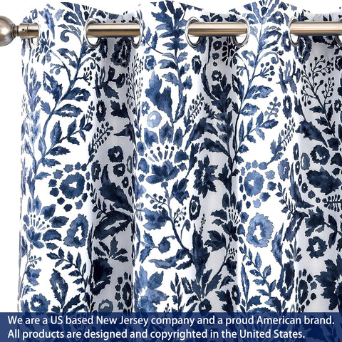 DriftAway Julia bedroom setup showcases the navy floral style
