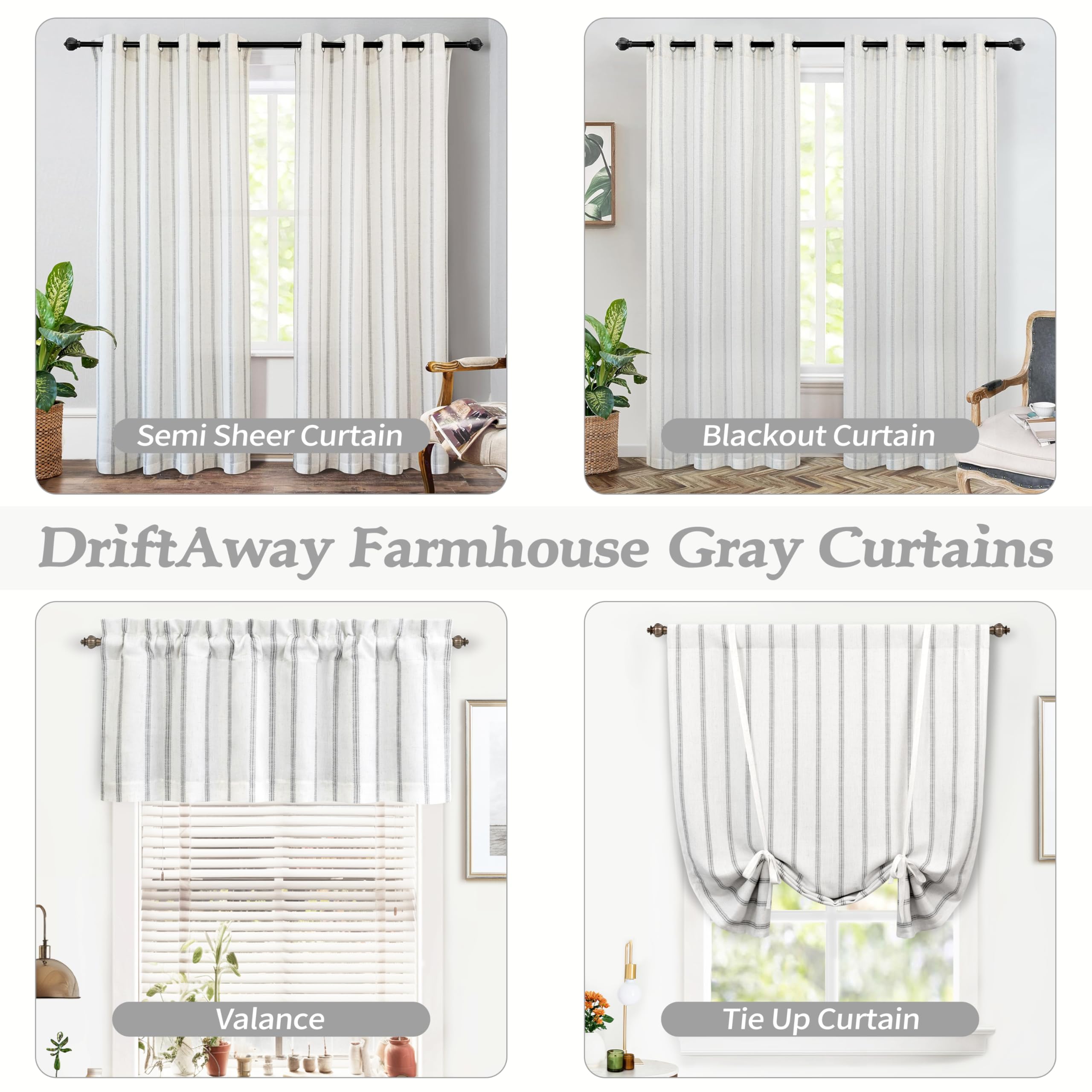 Noise-reducing linen blend helps soften outdoor sounds near windows.