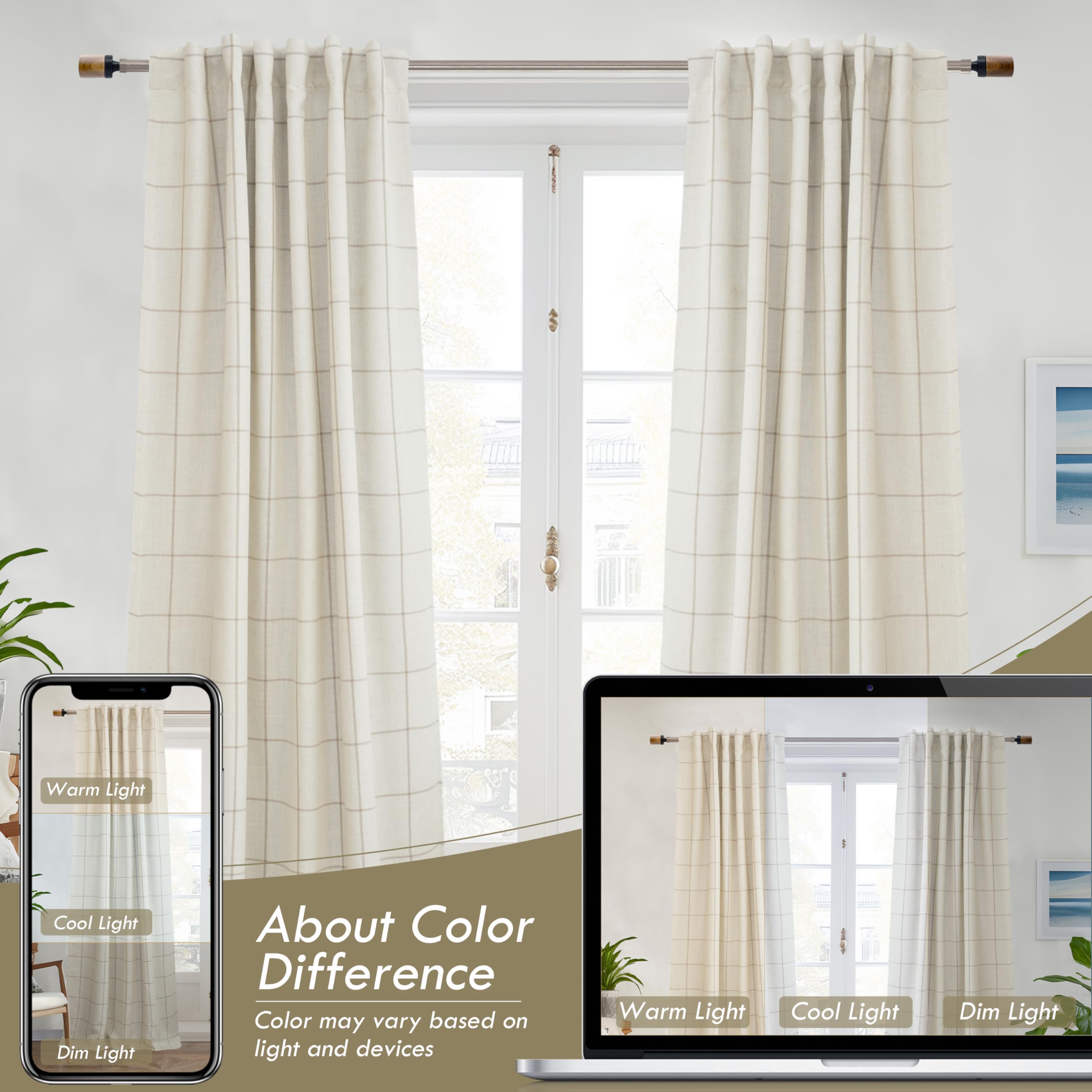 DriftAway taupe fabric brings warm, natural tones to bedrooms or living rooms.