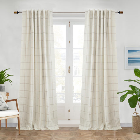 DriftAway windowpane plaid linen curtains, 84-inch length, add timeless texture and privacy.