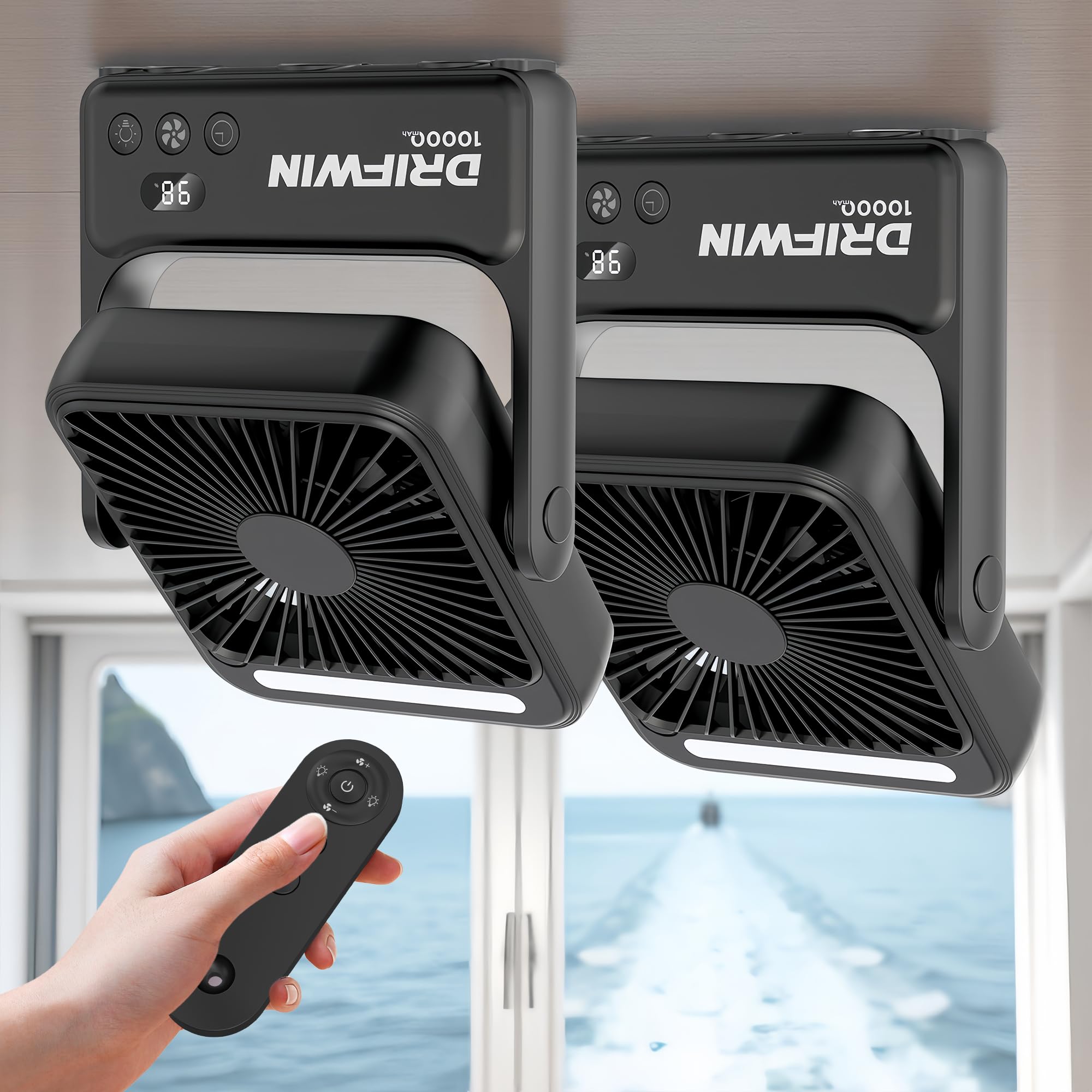 DRIFWIN 2-pack magnetic cruise fan front view showing compact, portable cooling.