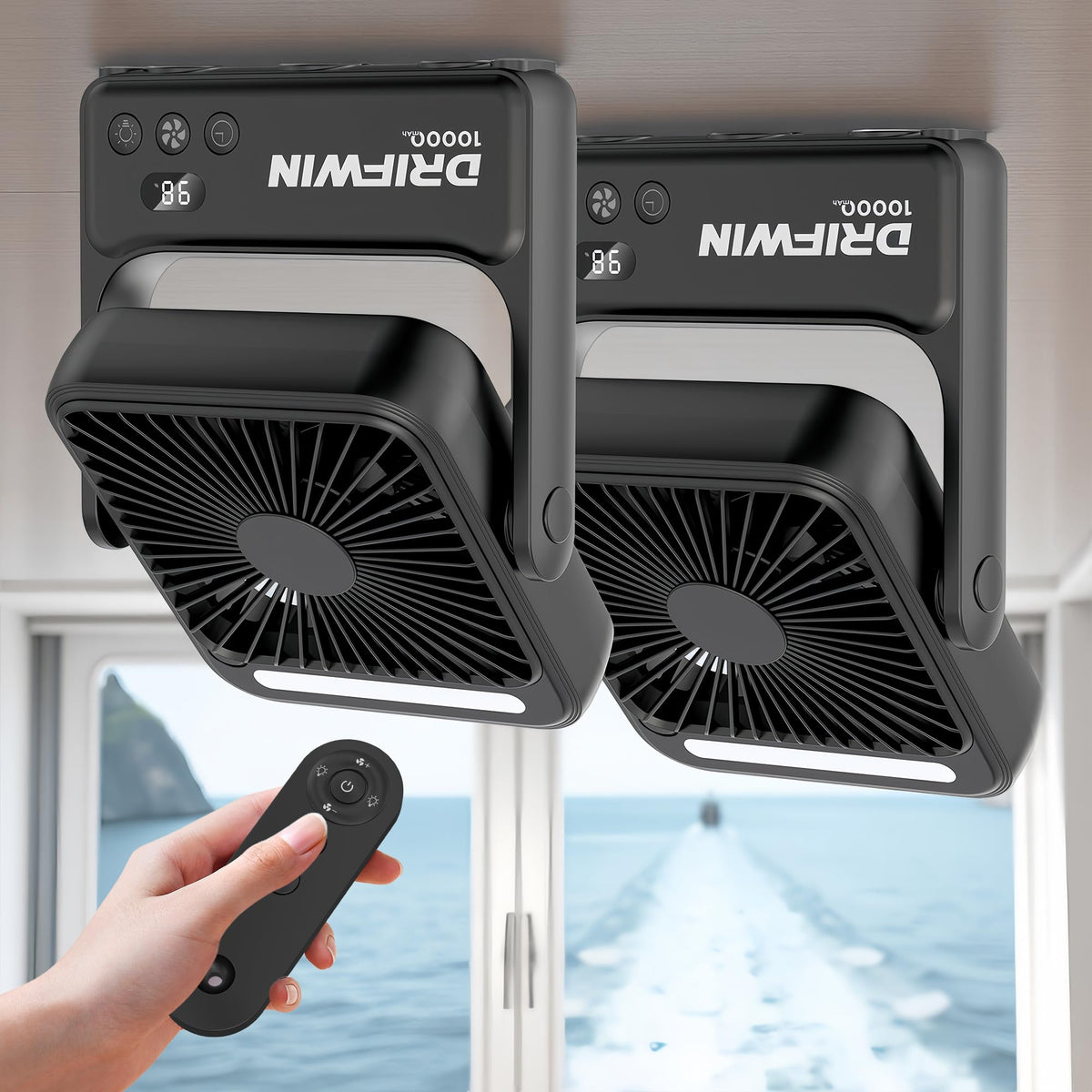 DRIFWIN 2-pack magnetic cruise fan front view showing compact, portable cooling.