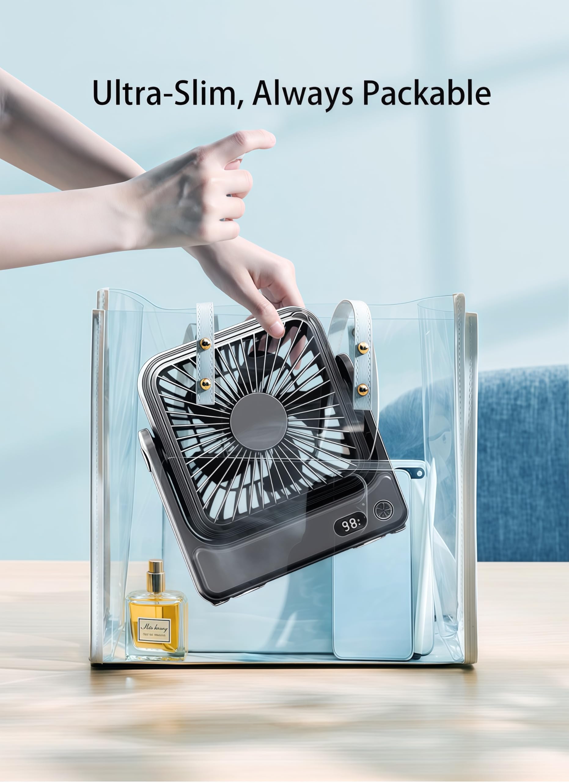 DRIFWIN 5000mAh rechargeable battery powers cooling on long trips.