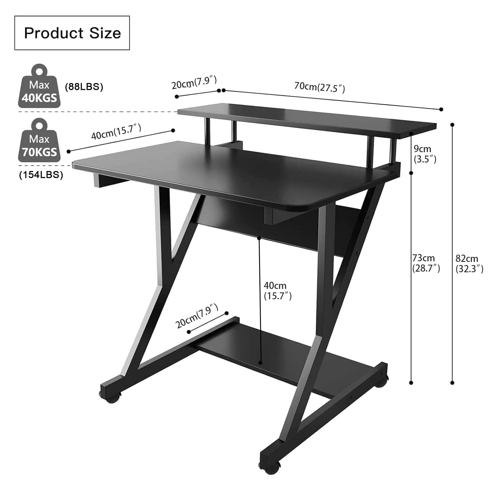 Dripex bottom storage shelves neatly organize papers and gadgets.