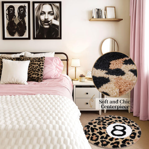 Round 24-inch rug design suits compact spaces with modern style.