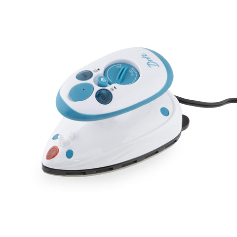 Dritz Mighty Travel Iron front view shows compact design for on-the-go crafting