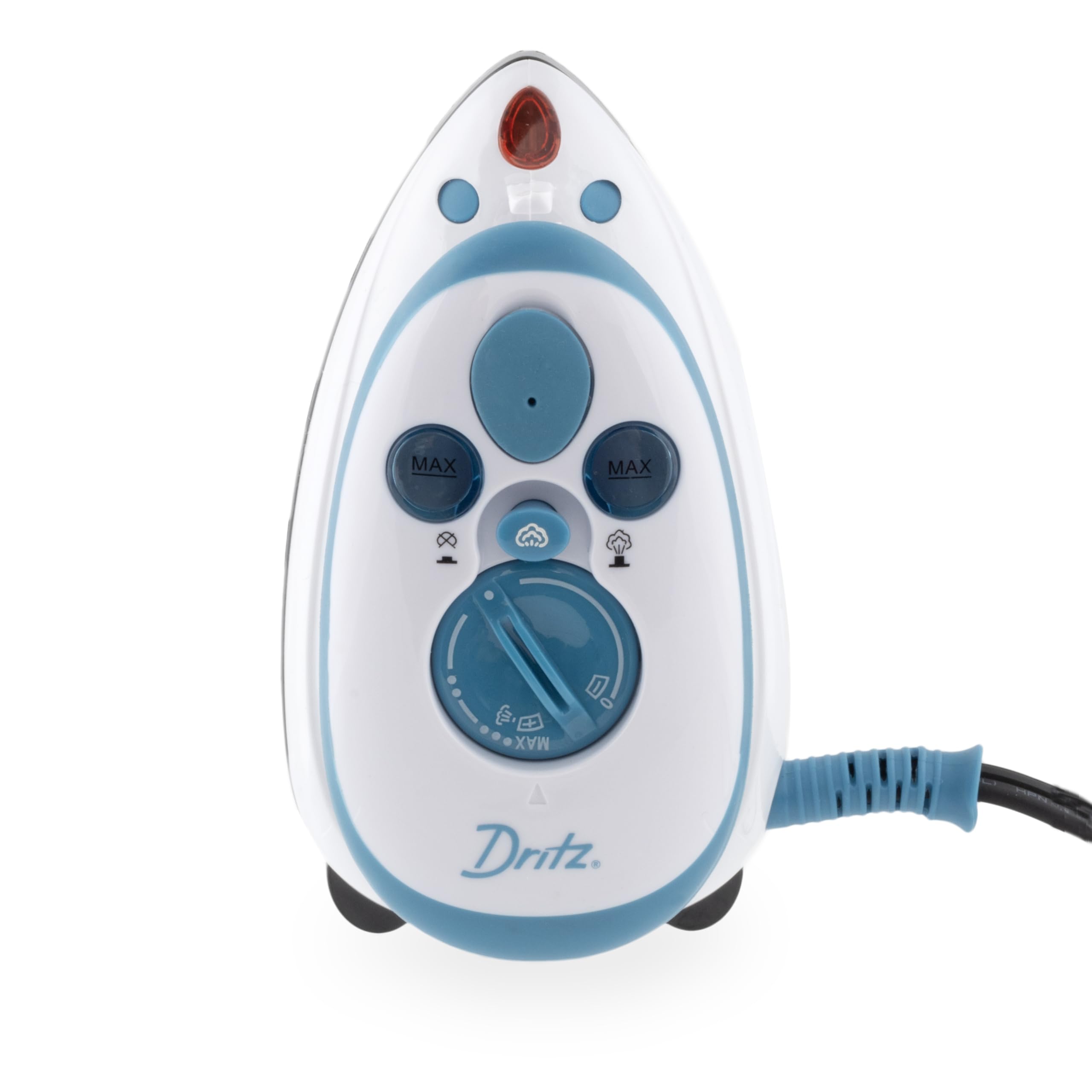 Dritz Mighty Travel Iron non-stick sole plate ensures smooth fabric glide