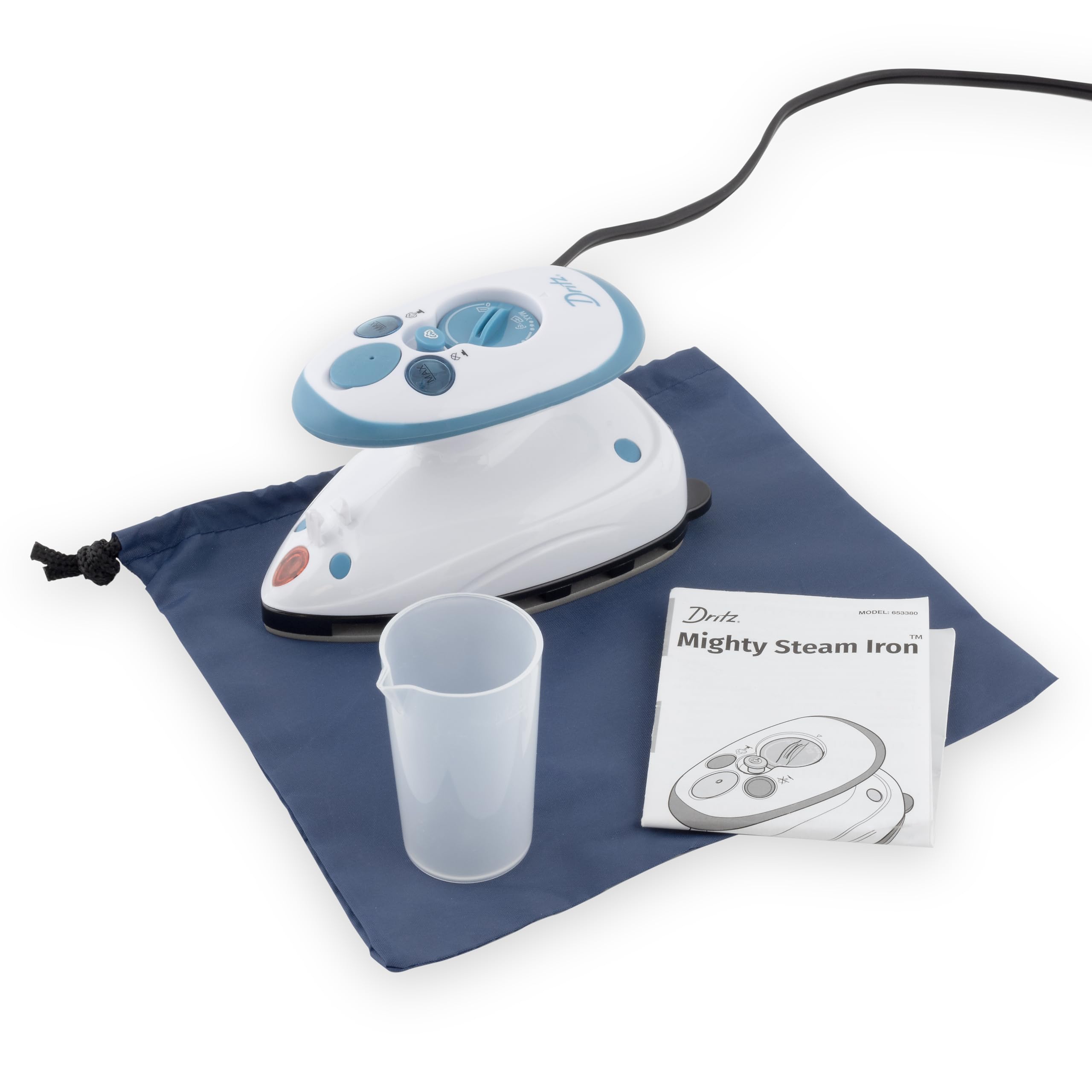 Dritz Mighty Travel Iron travel-friendly design heats quickly when needed