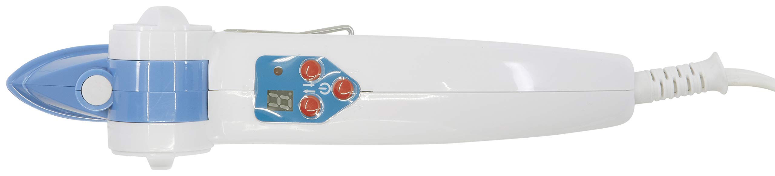 Dritz Petite Press portable mini iron, flip-down stand, convenient resting between projects.