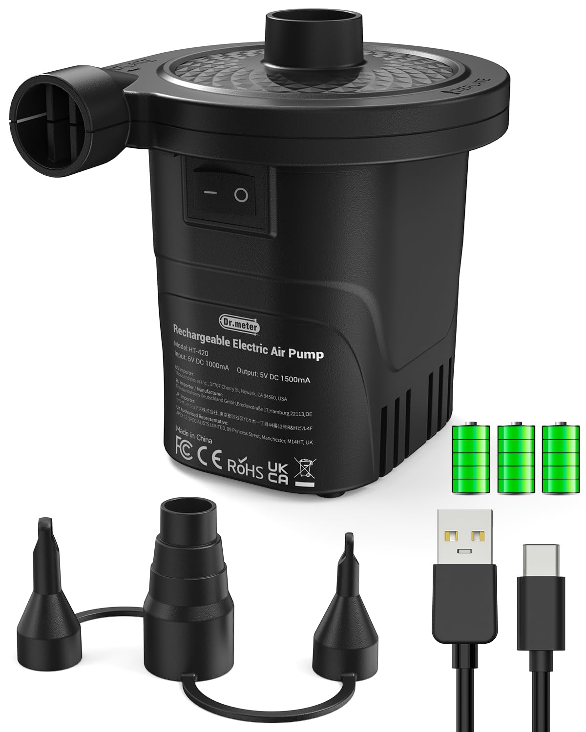 Dr.meter air pump cordless design for quick inflation anywhere