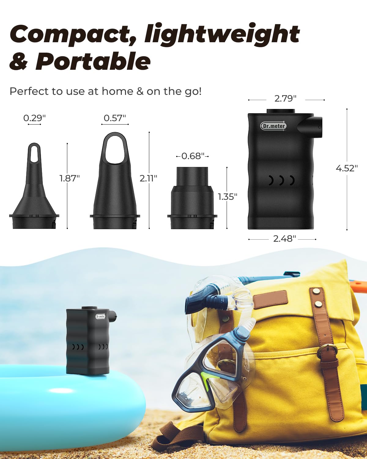 Dr.meter AP6 inflating a pool or raft with ease.