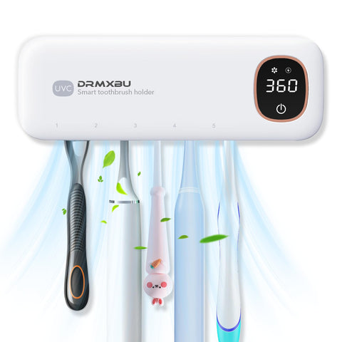 DRMXBU toothbrush holder front view with five-slot capacity.