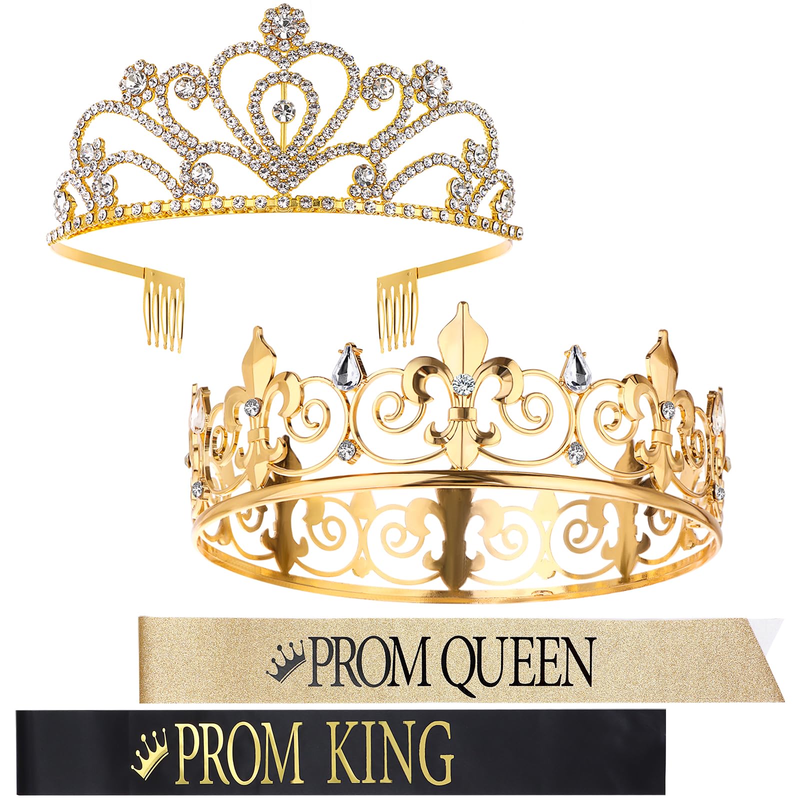 Droutti prom king crown with rhinestones for photo-ready moments.