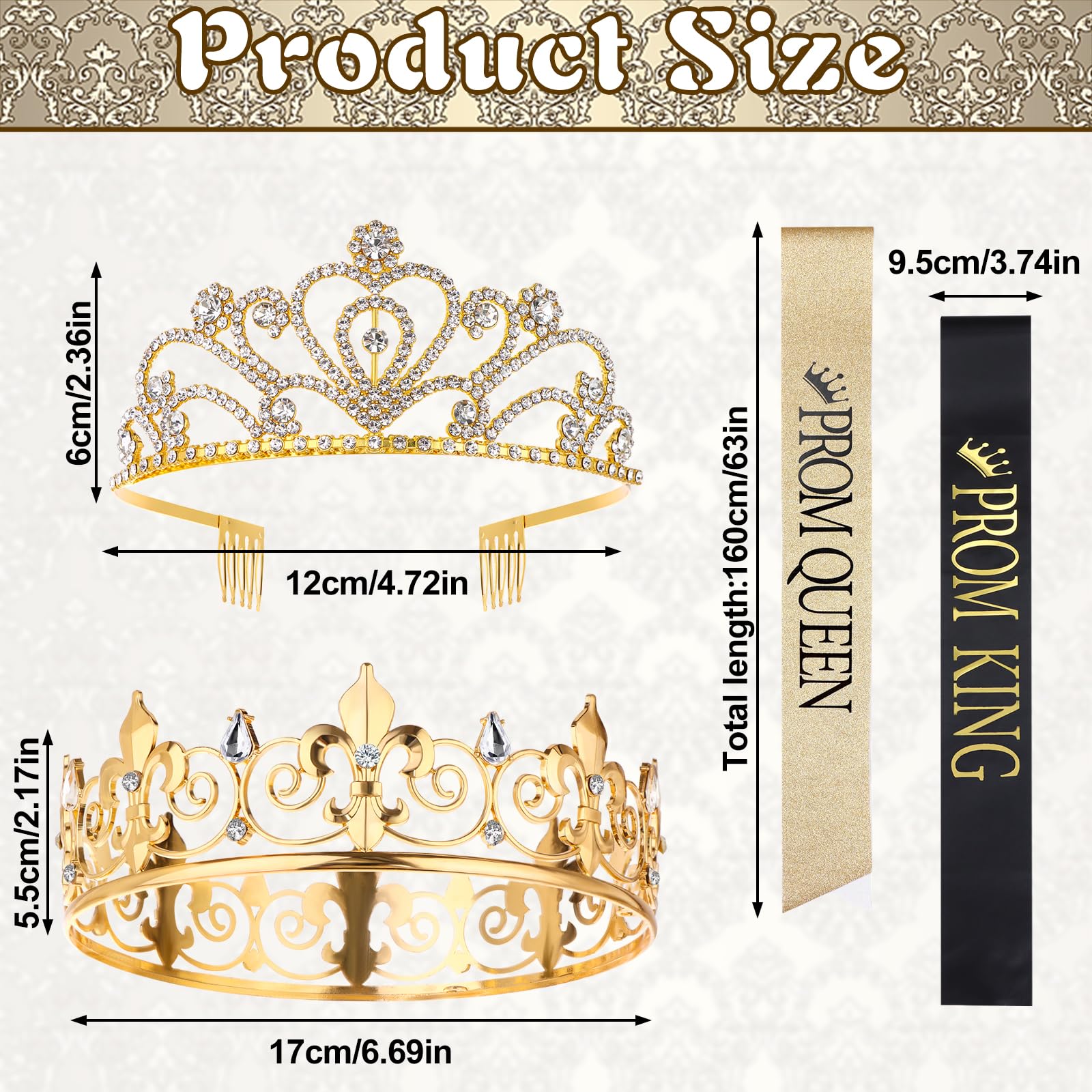 Droutti prom queen crown with comb design for secure wear.