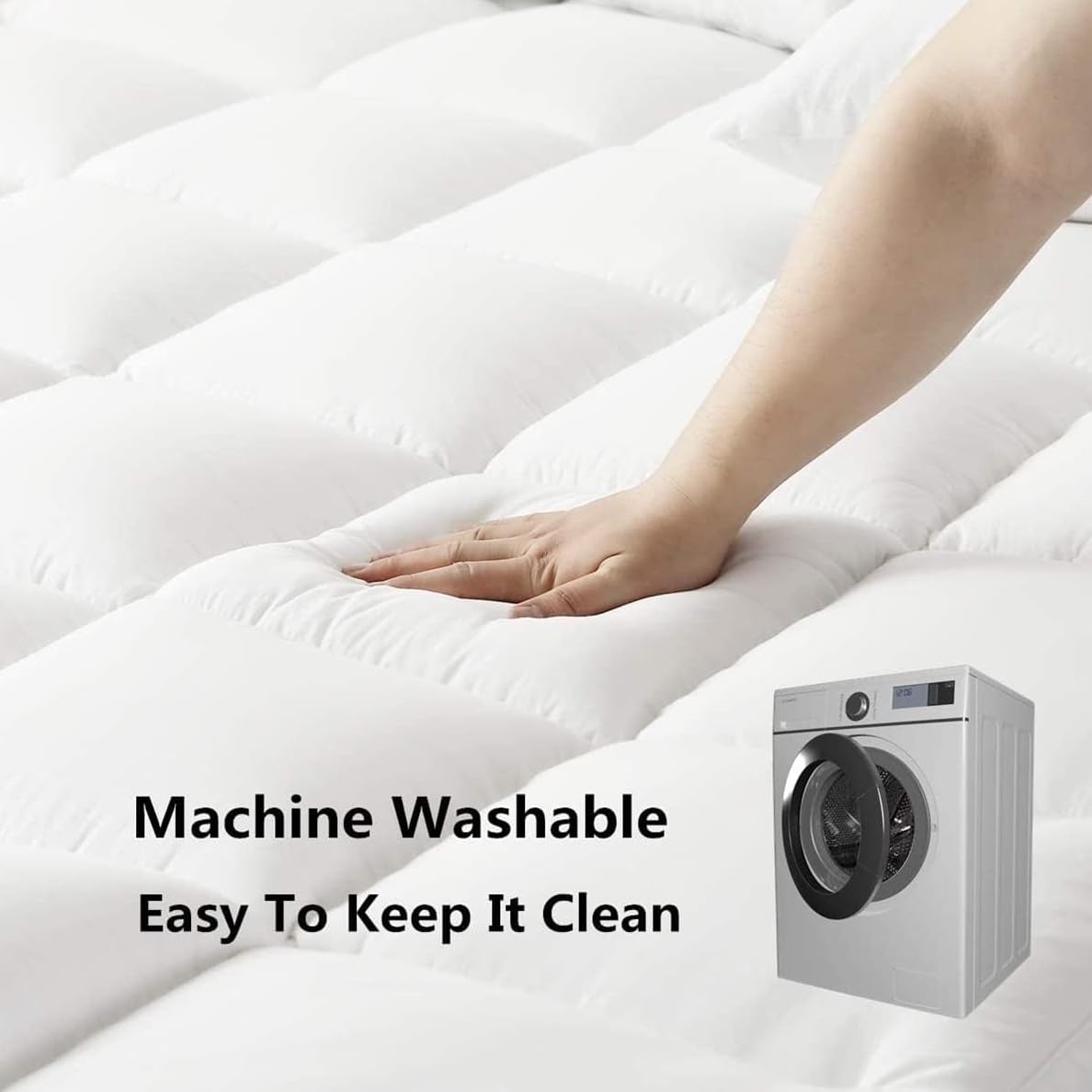 DROVAN deep-pocket fit image demonstrates secure attachment to mattress.