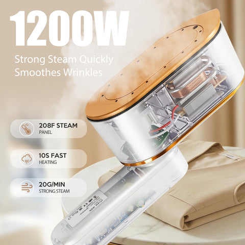 Droyek mode switch highlights easy dry iron and steam options.