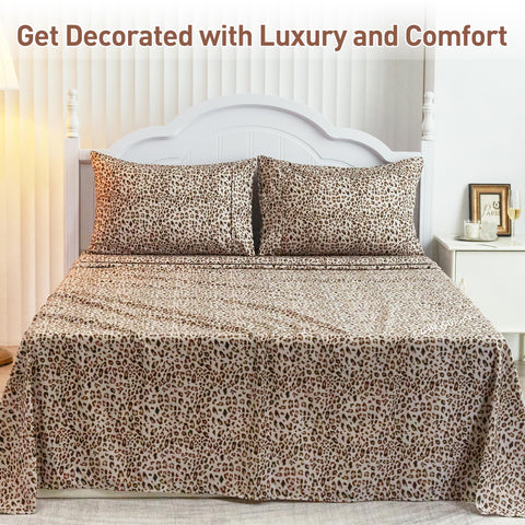 Drozeeo cheetah-pattern queen set enhances decor while remaining colorfast.