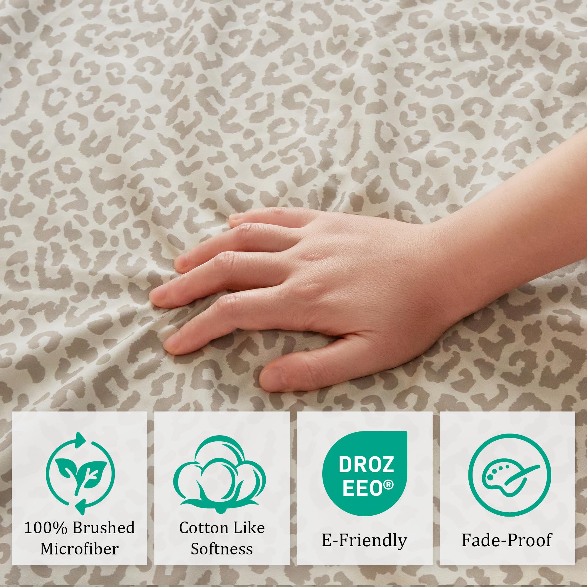 Drozeeo microfiber bedding offers soft, durable, wrinkle-resistant feel.