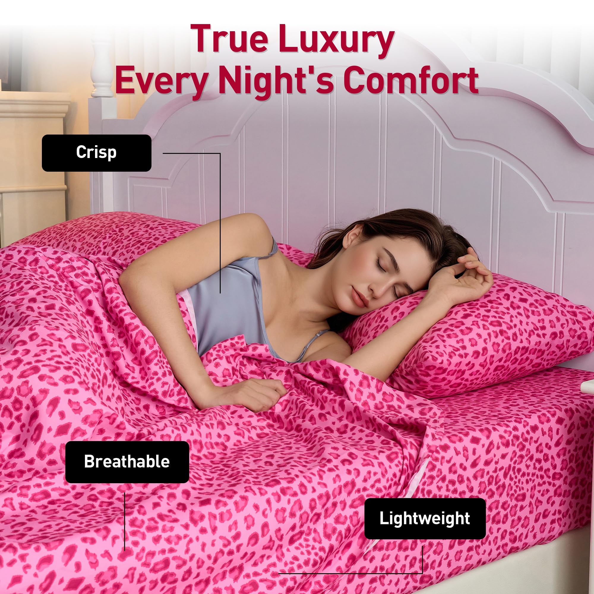 Drozeeo hot pink cheetah pillowcase 20x30 adds color and softness.