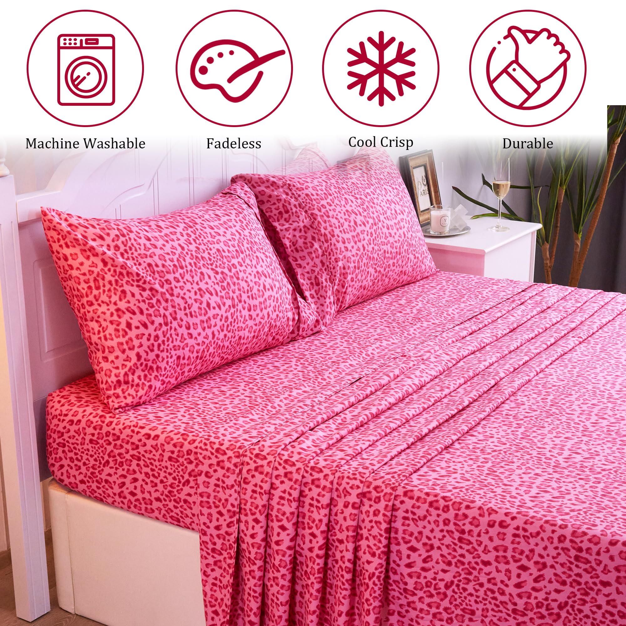 Drozeeo queen leopard set on bed demonstrates bold decor and softness.