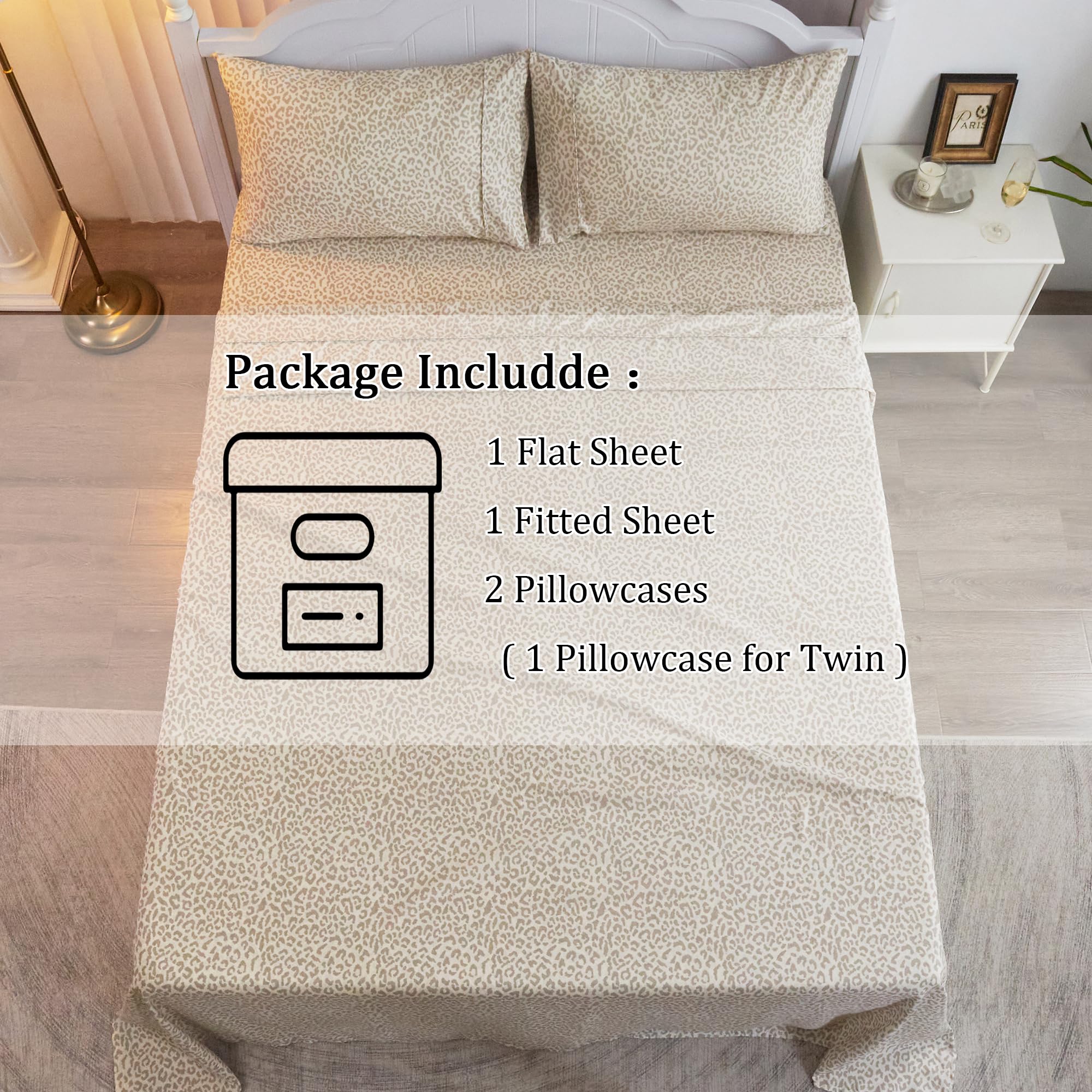 Drozeeo 4-piece queen sheet set includes two pillowcases for coordinated look.