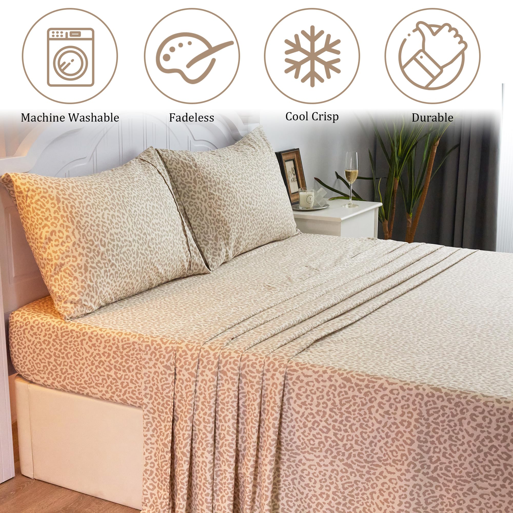 Drozeeo queen sheets feature elastic corner straps to prevent slipping.