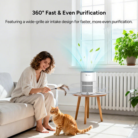 DR.PREPARE air purifier with three-layer filter system for clean air