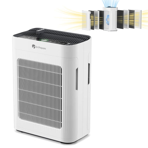 DR.PREPARE air purifier aroma box slot supports relaxing scents (aroma box not included).