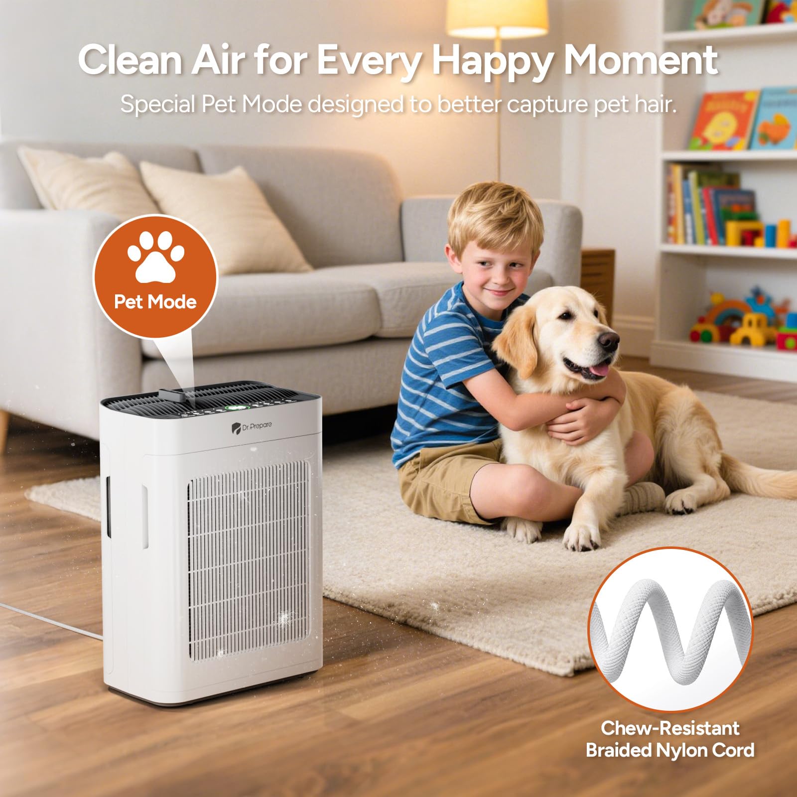 DR.PREPARE air purifier washable pre-filter reducing maintenance