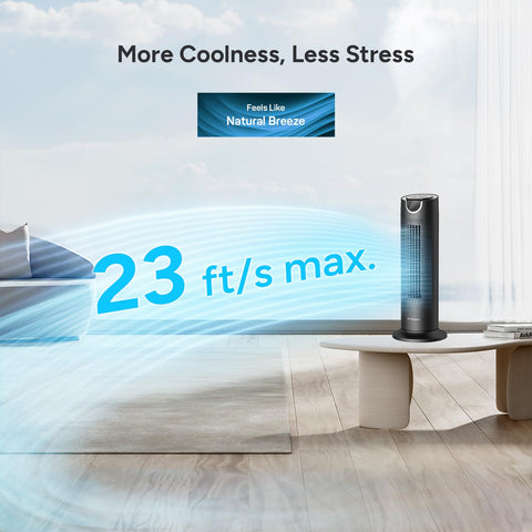 DR.PREPARE tower fan offering 8 speeds for personalized airflow