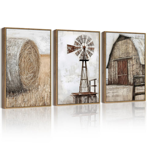 Drsoum windmill and barn wall art adds rustic charm to living spaces