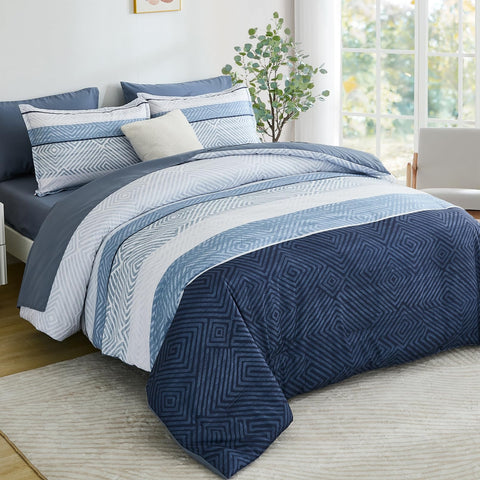 Drucon queen comforter set with boho stripe design brightens modern bedroom