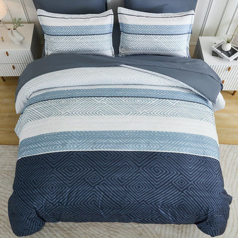 Drucon flat sheet 90x102 coordinates with striped bedding for a cohesive look