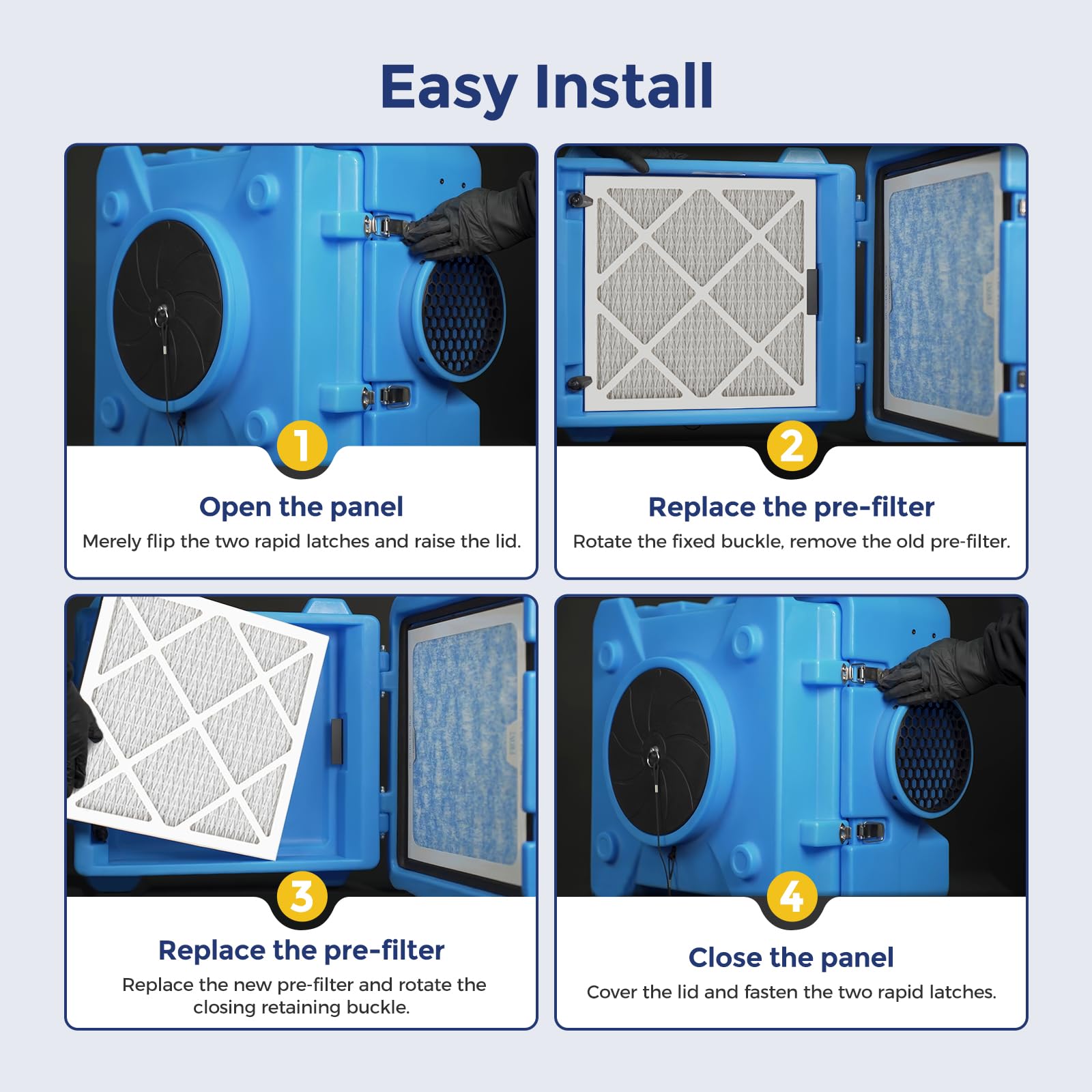Drupany HEPA 500 installation image shows easy on-site fit.