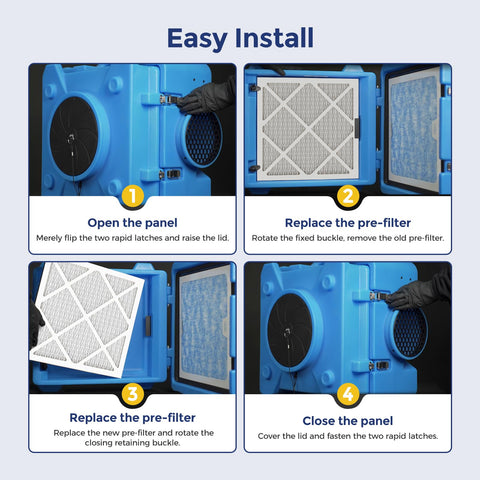 Drupany HEPA 500 installation image shows easy on-site fit.