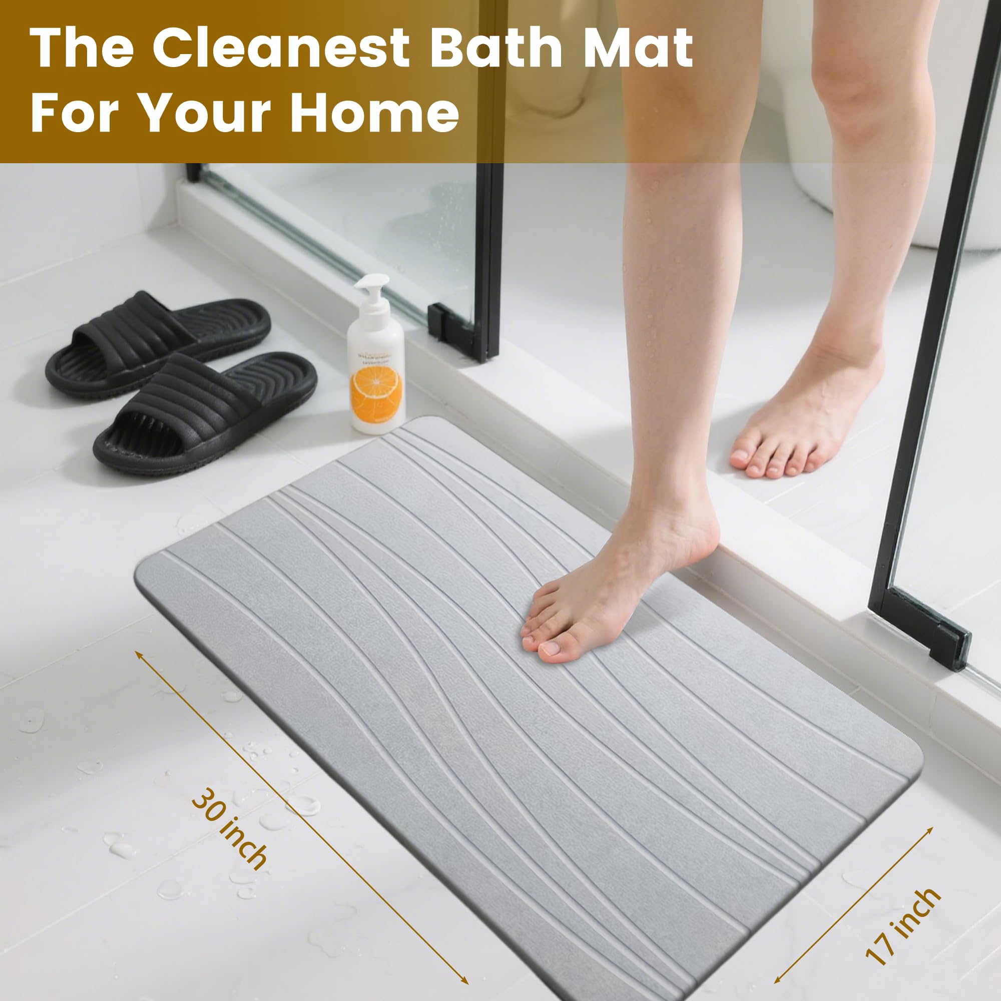 Drvykkn diatomite stone mat textured surface provides secure footing