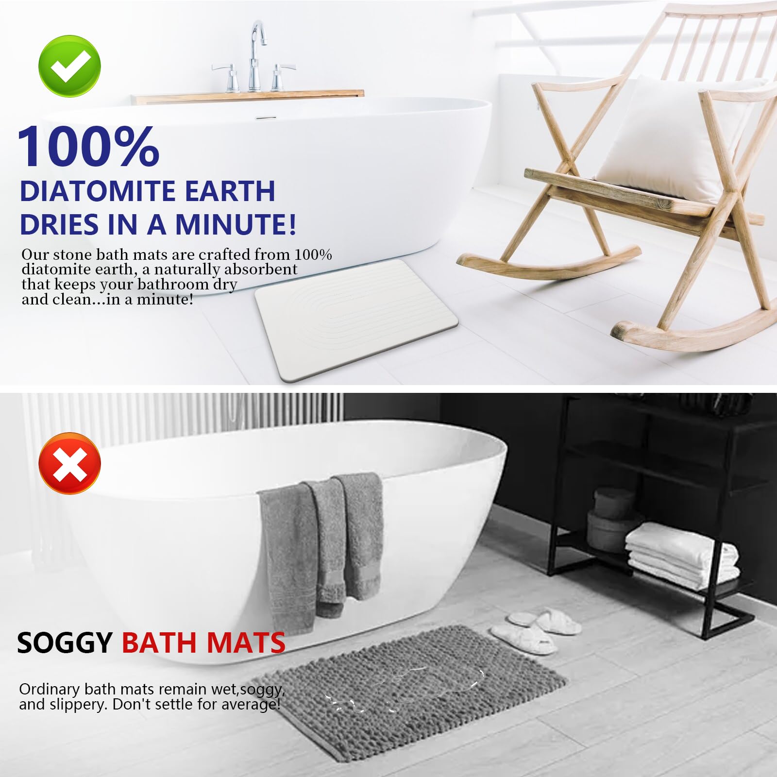 Drvykkn non-slip textured surface keeps feet secure after shower.