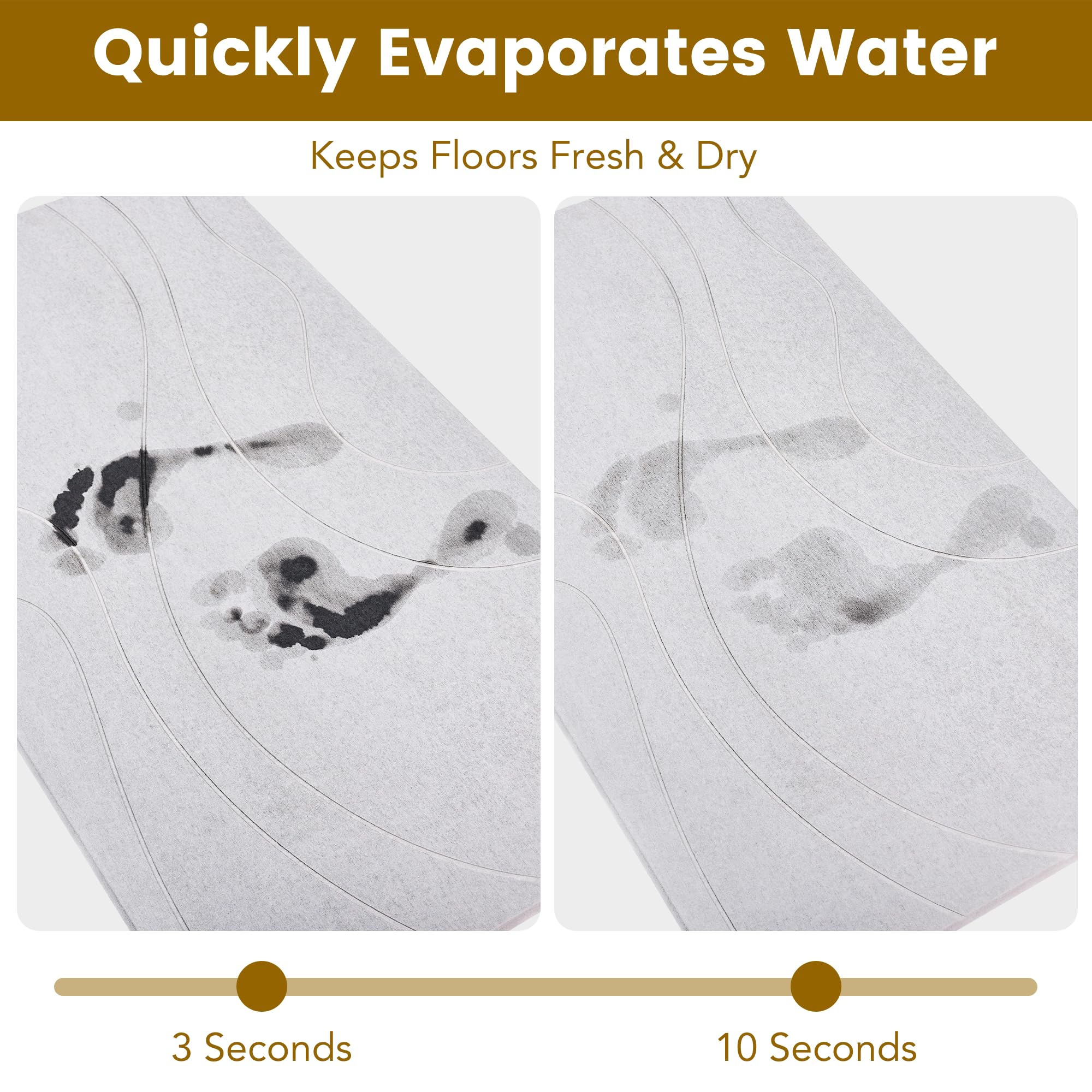 Drvykkn rapid-absorbent diatomite mat wicks moisture quickly