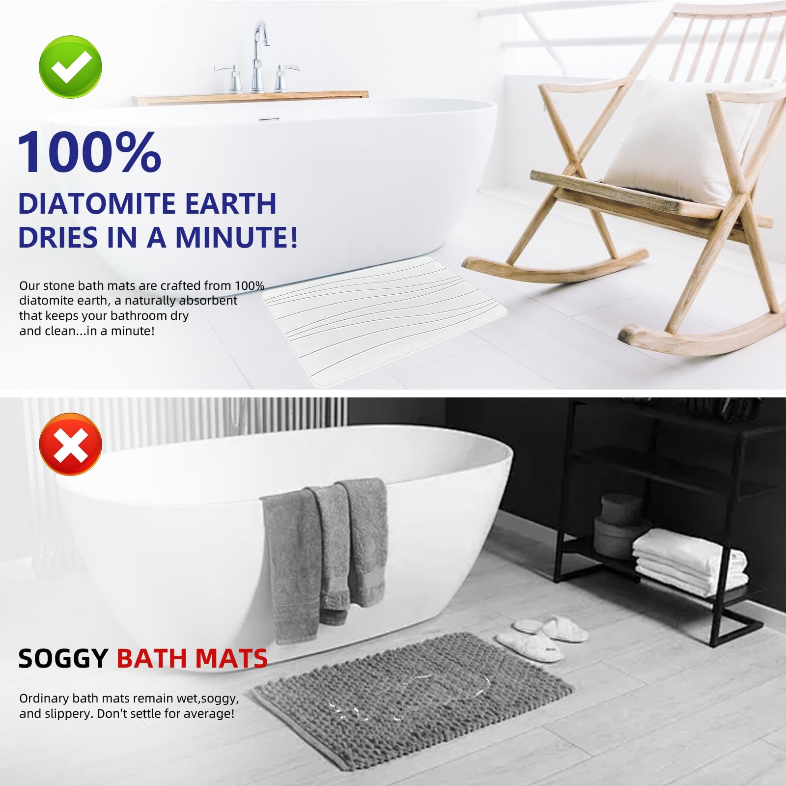 Drvykkn bath mat dries feet quickly and keeps floors dry
